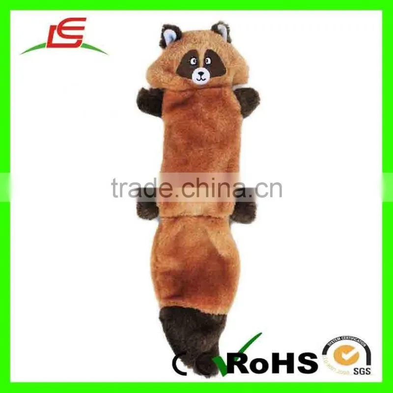 3 Squeaker Fox No Stuffing Plush Dog Toy With Brown