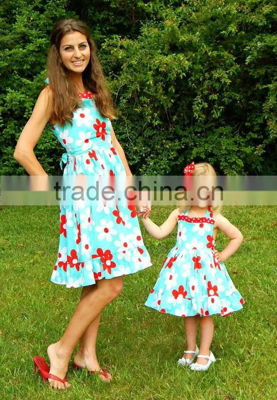 Hot Sale Mommy and Me matching Dresses Cotton foral dress