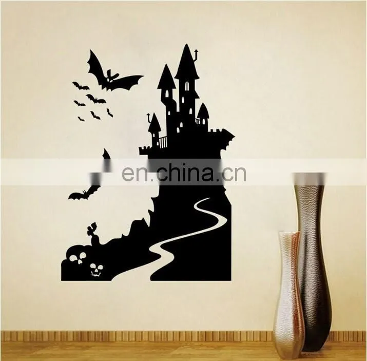 Halloween Theme Castle and Bat Window/Wall Sticker Halloween Decoration Home Decoration