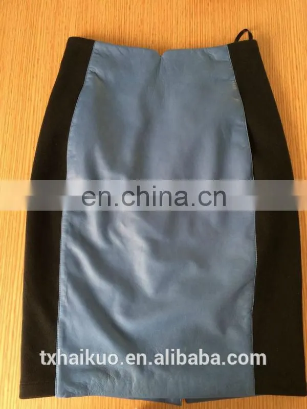 Ladies leather skirt with ponti and invisible zipper