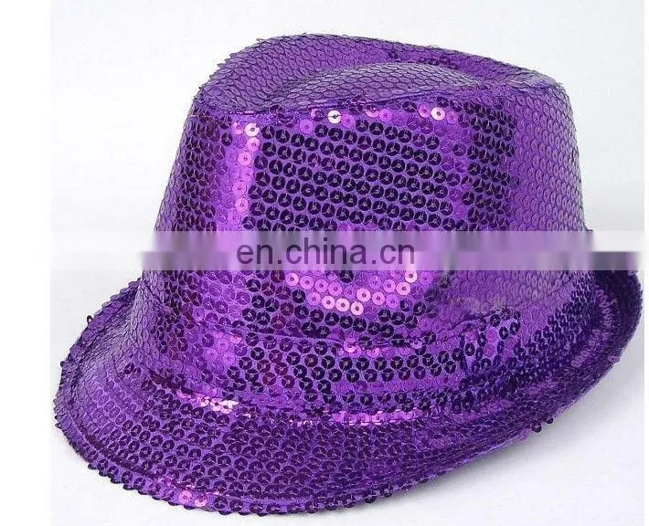 silver sequin fedora 10" hat