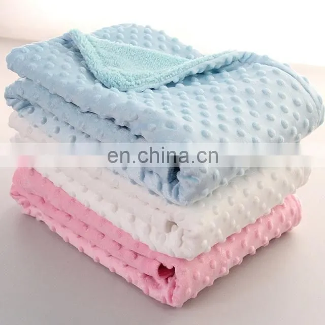 Wholesale Cheap Pink minky dot baby blankets for Newborn baby girls