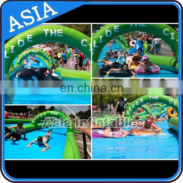 Commercial use inflatable slip and slide with sponge underneath / giant inflatable water slip and slide for adult and kids