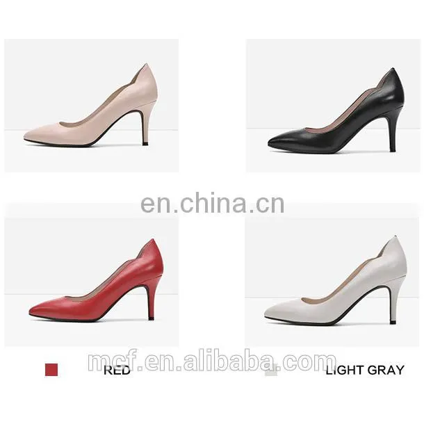 MCH-2400 European trendy pointed toe Nude women leather stilettos ladies fashion high heel shoes wholesale