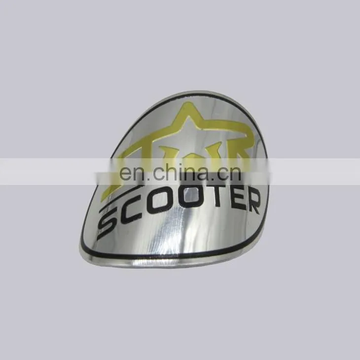 Top Quality Glossy Effect Self Adhesive Type Custom Embossed Logo Circle Curved Metal Label For Bottle