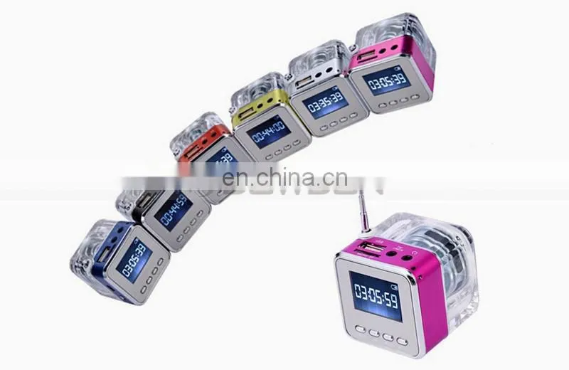 Antenna FM Radio 16G Memory MP3 Player Mobile Mini Portable Crystal Speaker