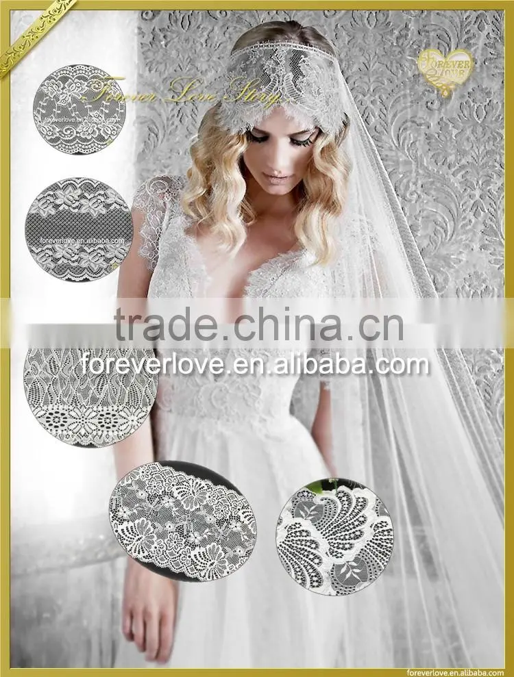 White lace fabric guipure embroidery french lace for wedding dress FLL-039