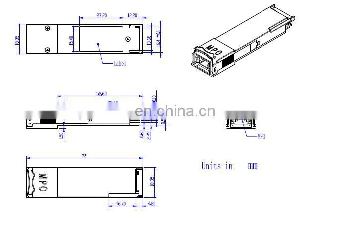 40GBASE-SR4 QSFP+ 850nm 100m DOM MPO MMF Module Transceiver