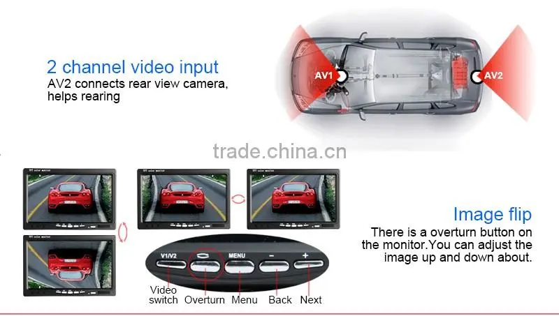 Wholesale Auto Electronics Car Rearview Parking TFT LCD Monitor 7 Inch Monitor With AV Input