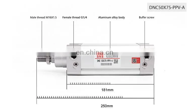 SNS DNC Series Double Acting Standard Aluminum Alloy Pneumatic Air Cylinders