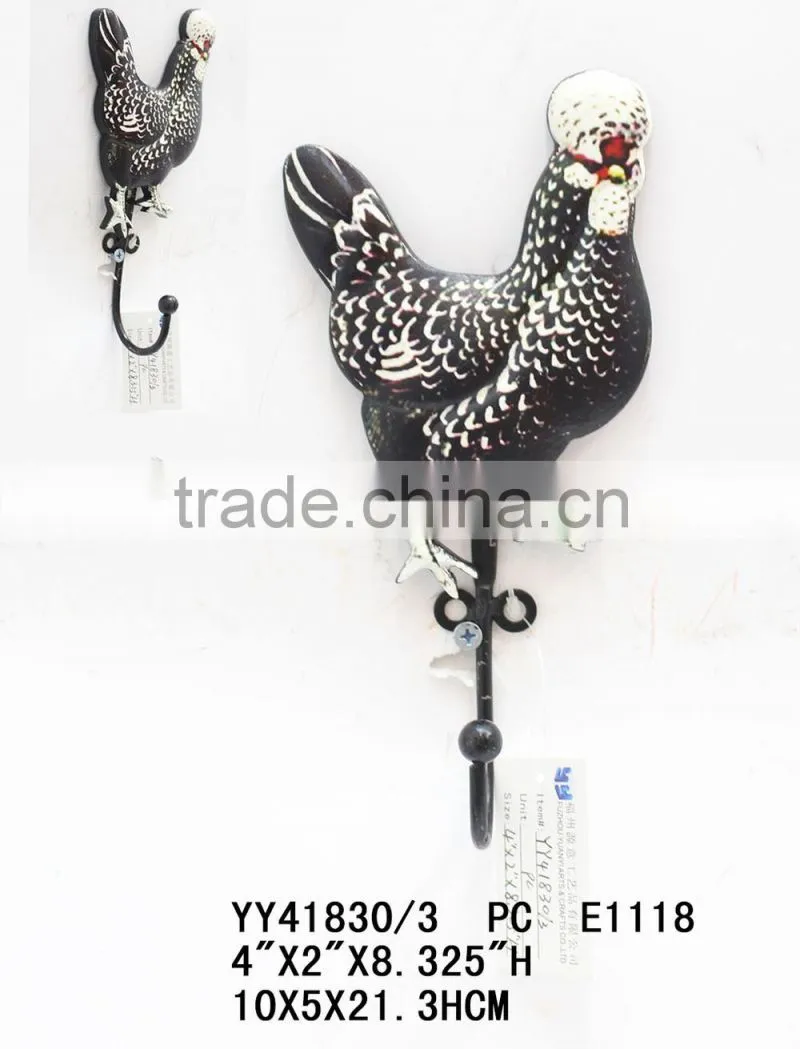 New design embossed cock shape metal hook