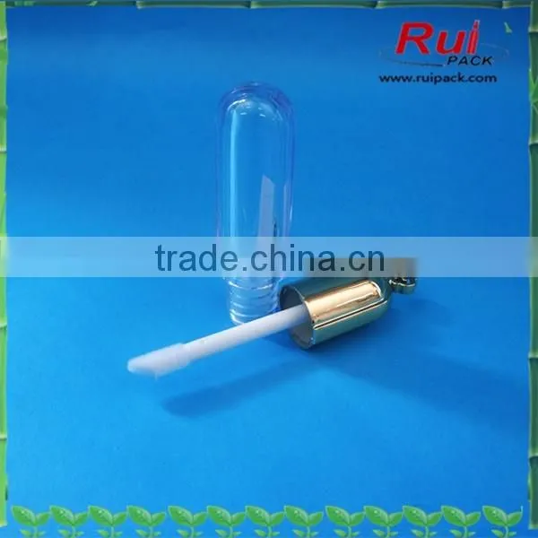 Plastic clear lip gloss tube with lip brush / unique shape empty lip gloss make-up container bottle