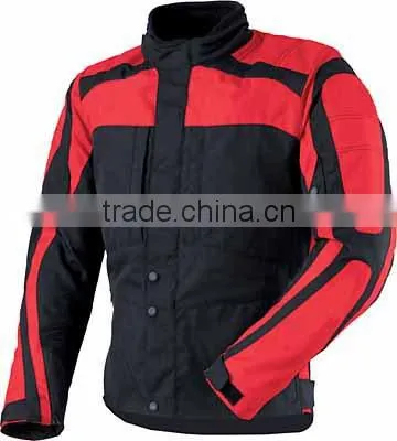 Men's Cordura Touring Motorcycle Jacket - Black with Red