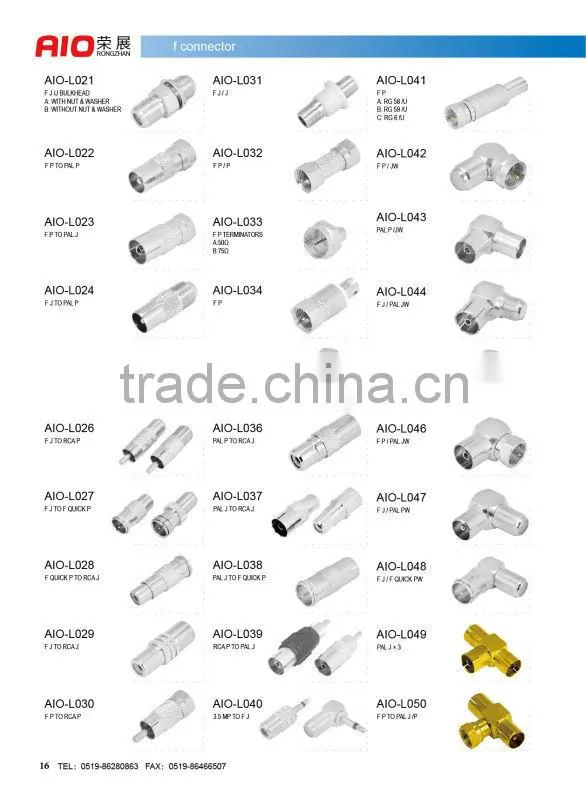RF connector adaptor RCA female to F female