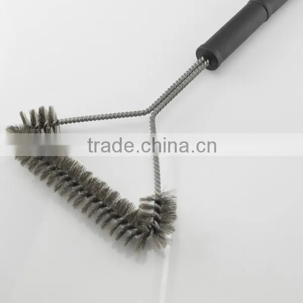 In stock factory 12'' BBQ grill brush zinc plated wire bbq cleaning brush brass wire BBQ Grill cleaning brush