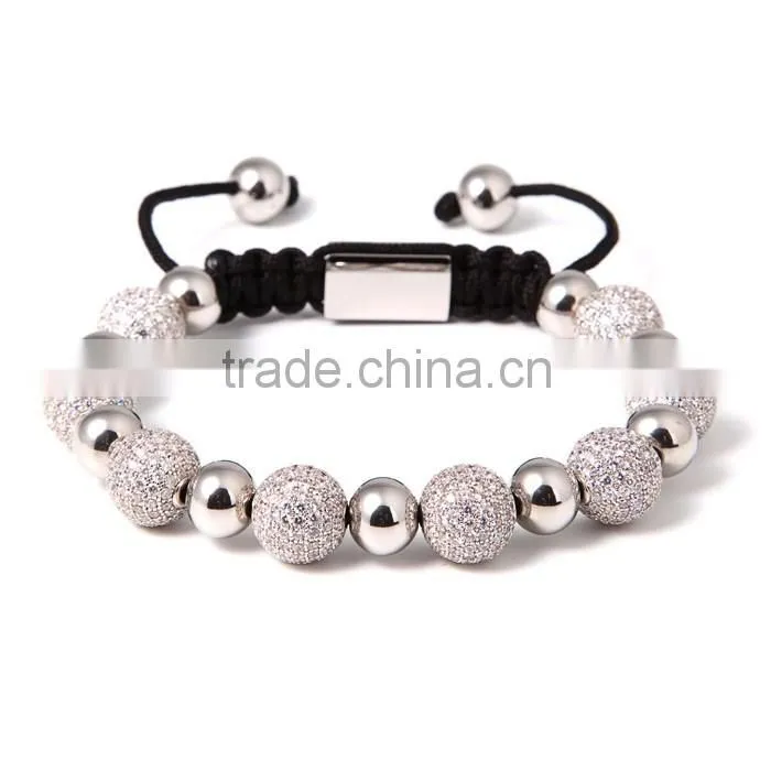 2016 Latest Model Beads Bracelet 8mm Balls Stainless Steel Fashion 18K Gold Plated Diamond Bracelet