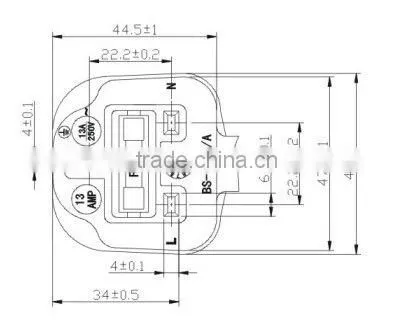3 Pins U.K. 6v ac dc plug power adapter