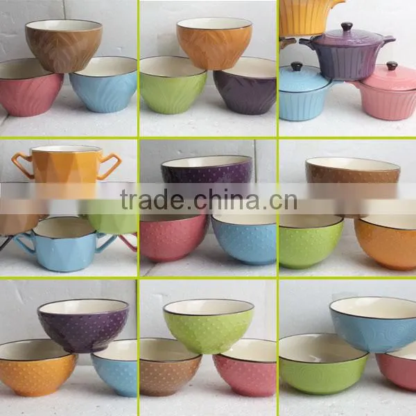 China factory Cheap wholesale daily use ceramic bowl with two handles