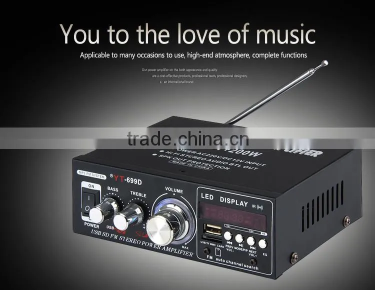 Small car amplifier class d 1500w YT-699D with usb sd