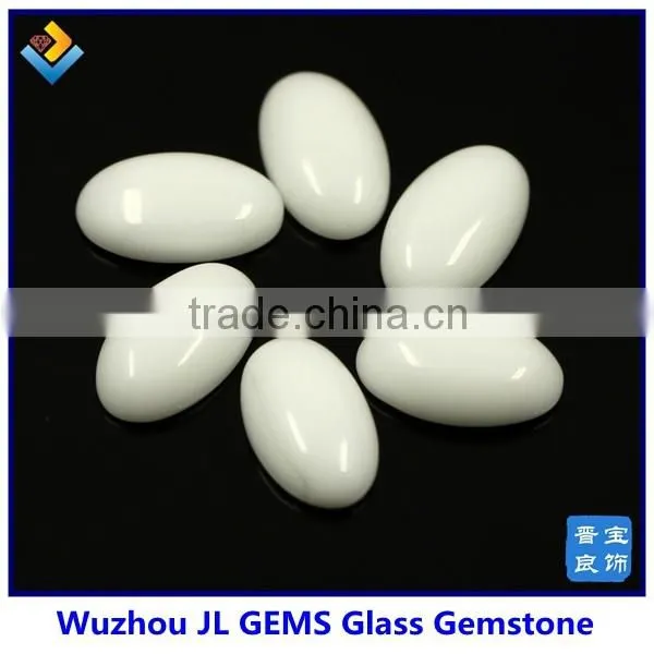 Milky white glass gemstone oval cabochon stone for jewelry