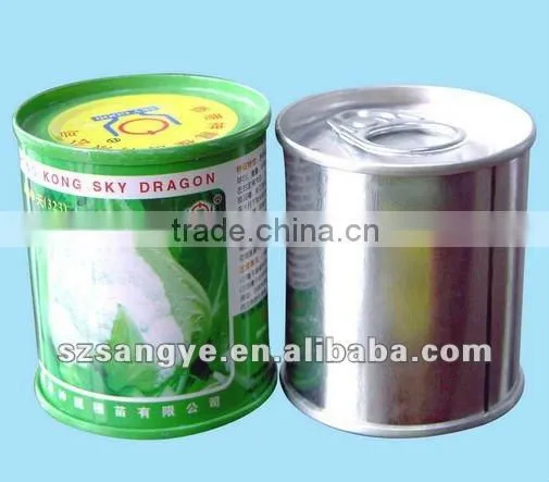 tin cans with printed picture