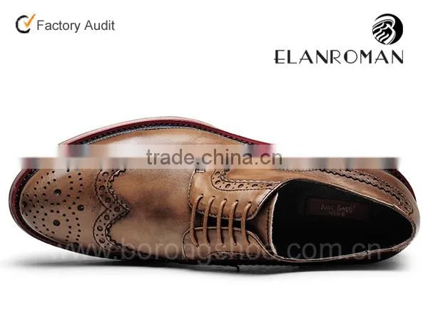 Brogue style leather dress formal shoes for men shoes wingtip shoes in china