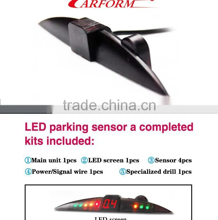 Car beep parking sensor with 3 colors and 8 stage slim lED display
