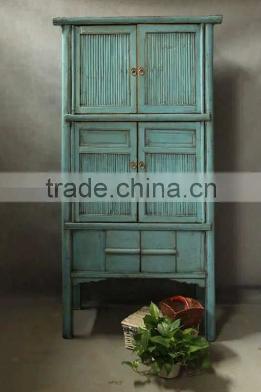 Chinese antique furniture Tall white Bamboo Cabinet