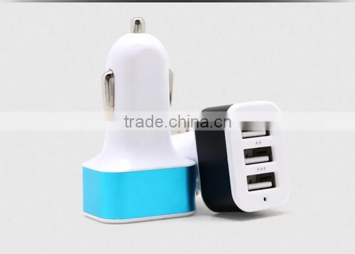 cheap price hot sales promotional 12V 2A 3 ports mobile phone charger for car