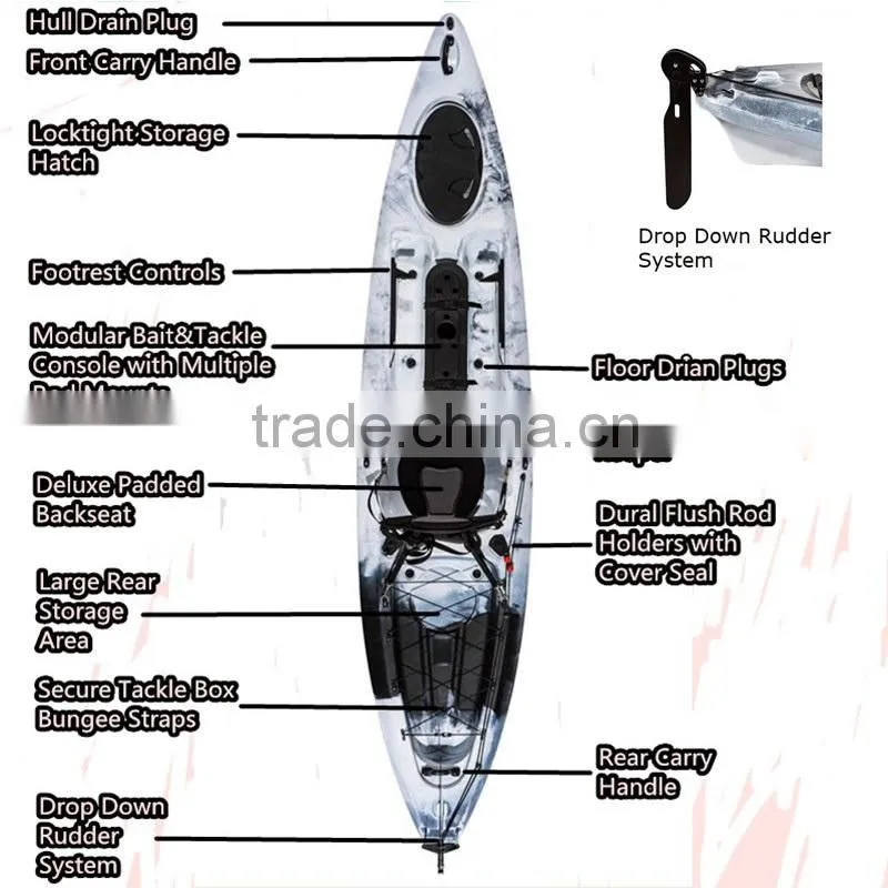 plastic fish pedal boat fishing kayak with pedals