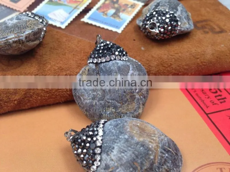 Wholesale Charm Fossilized shell diamond pendant for accessories