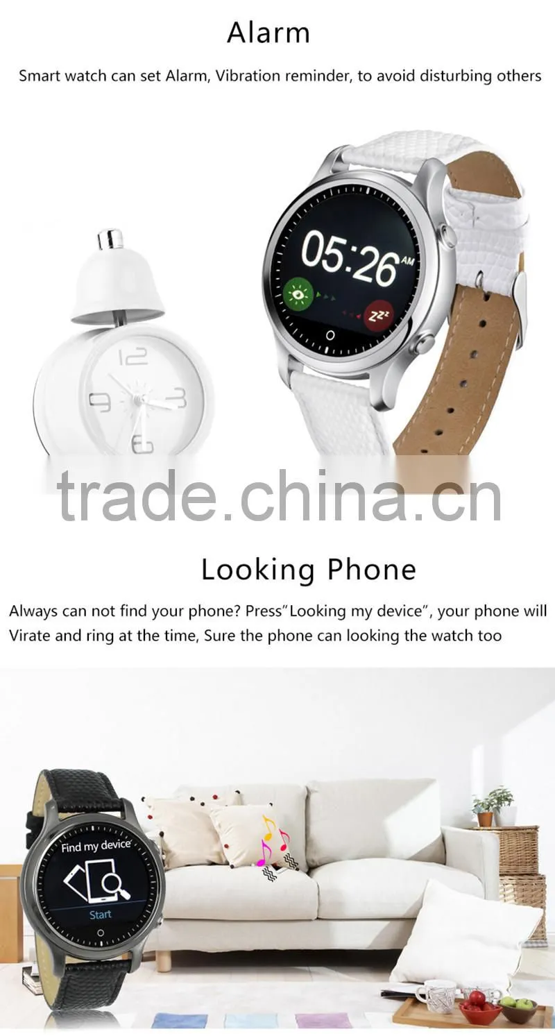 Bluetooth 4.0 IOS&Android Round Smart Watch S360 reloj inteligente with SOS / G-sensor