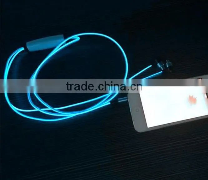 Factory price EL earphones led earphones with microphones