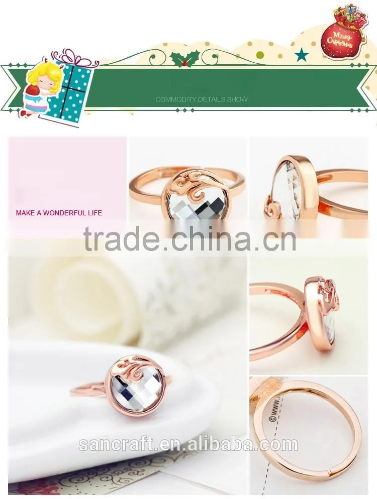 Big Austrian crystal adjustable jewellery college ring ceremony gift