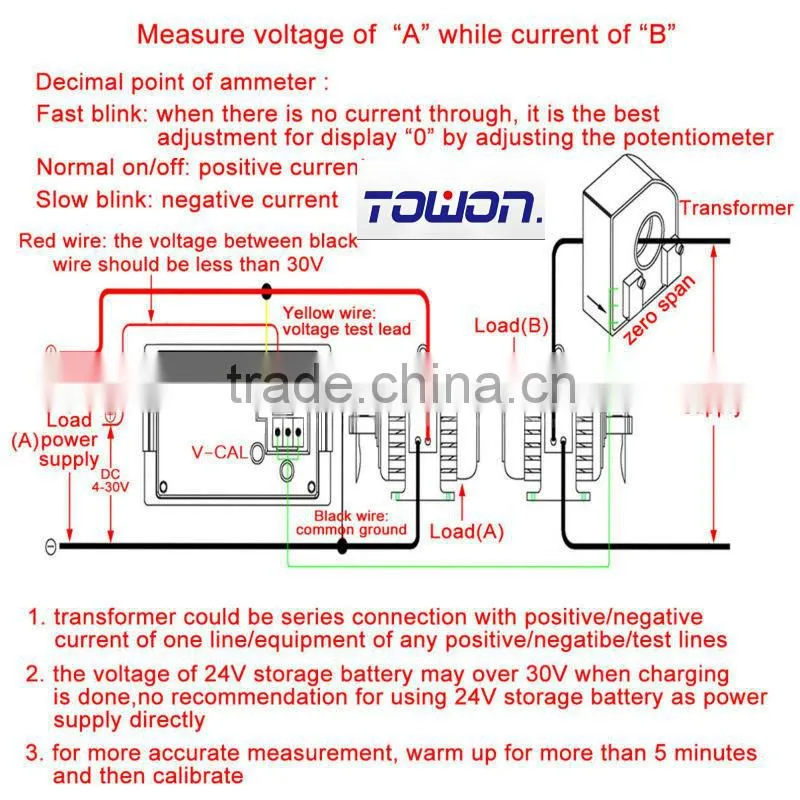 100A Ammeter 100V Voltmeter 2in1 Digital Voltage Current Meter DC 12V 24V Dual display Volt Amp Monitor + Current Transformer
