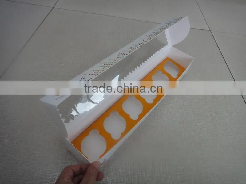 High grade printing cupcake packaging box with PVC windows