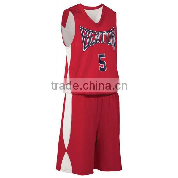 red white basketball jersey uniform with black name and number
