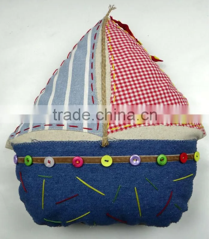 Sewed by hand stitch house pillow