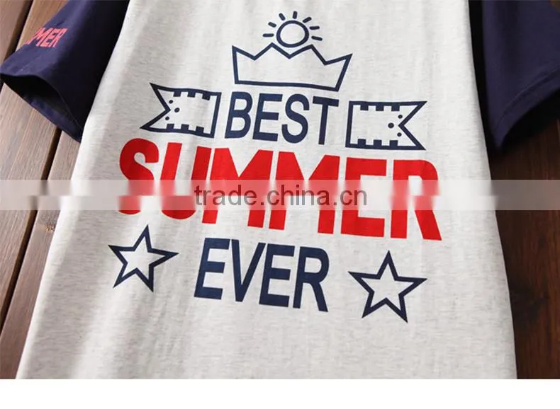 China alibaba short sleeve o neck printed colorblock t-shirt