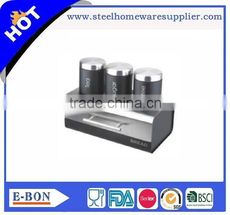Modern design stainless steel bread box and canister set