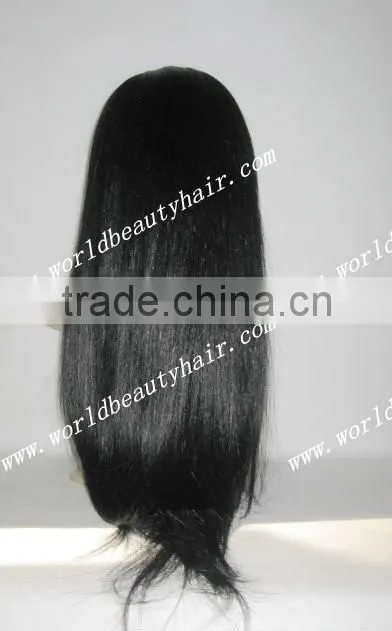 Top quality 100% human hair 24" 1# straight full lace wig