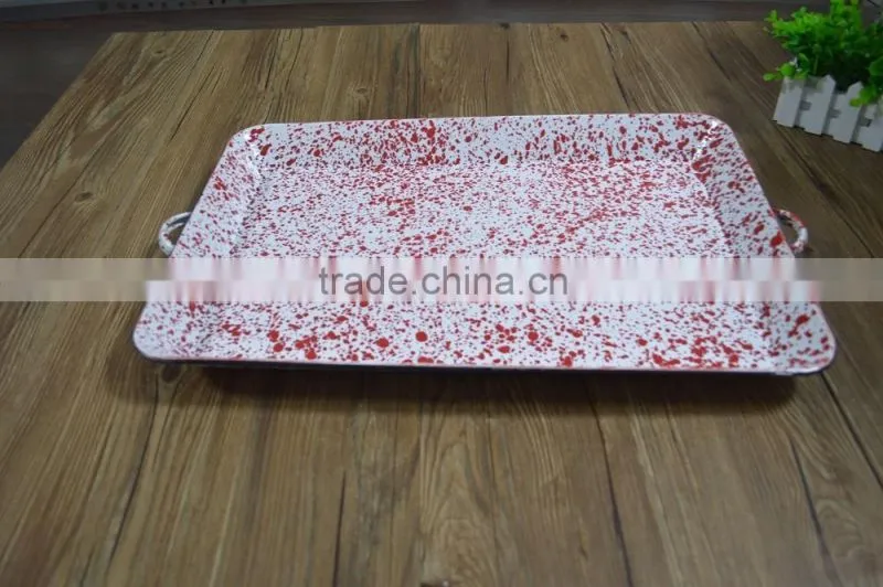 9094 Enamel big rectangle tray with speckle