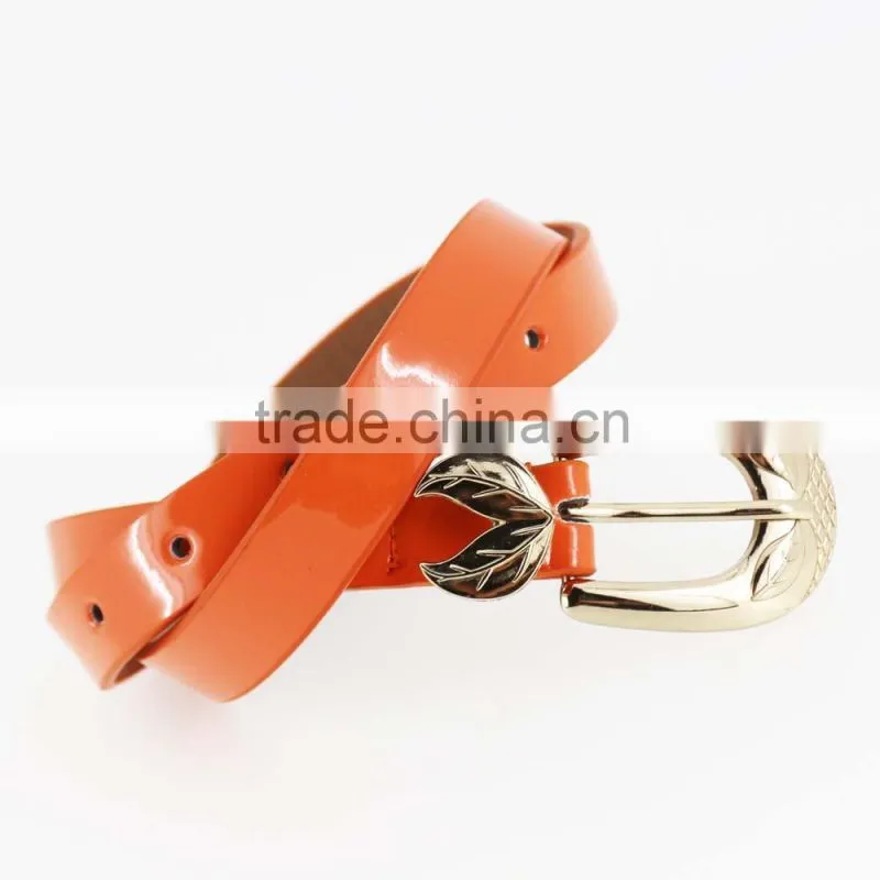 Women PU fashion dresses belt with shiny gold accessory in Yiwu