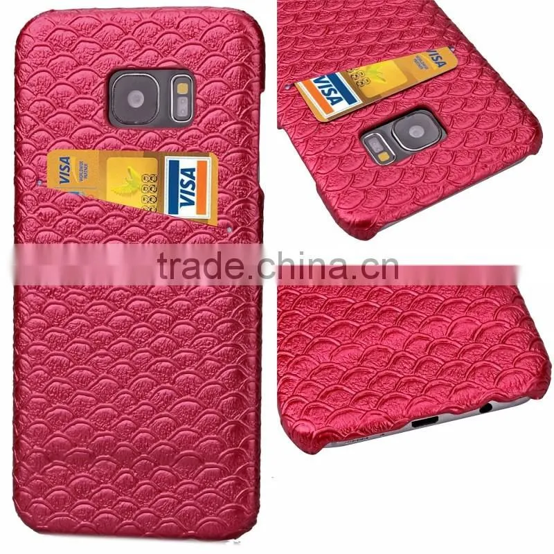 Scale pattern Skin leather case and PC hard cover with card slot on the back for iphone 6s Phone case