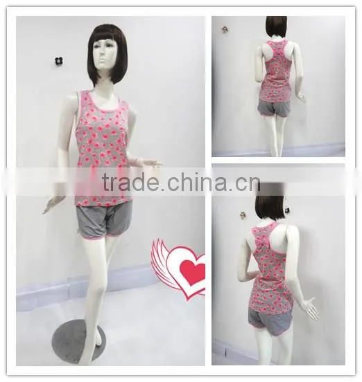 Personality flowers stripe sleeveless pajamas women