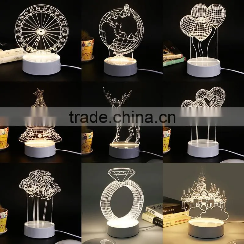 Novelty Lighting fashionable Table Lamp Touch Switch 3D LED Night Light Acrylic Colorful Gradient Atmosphere Lamp With USB Line