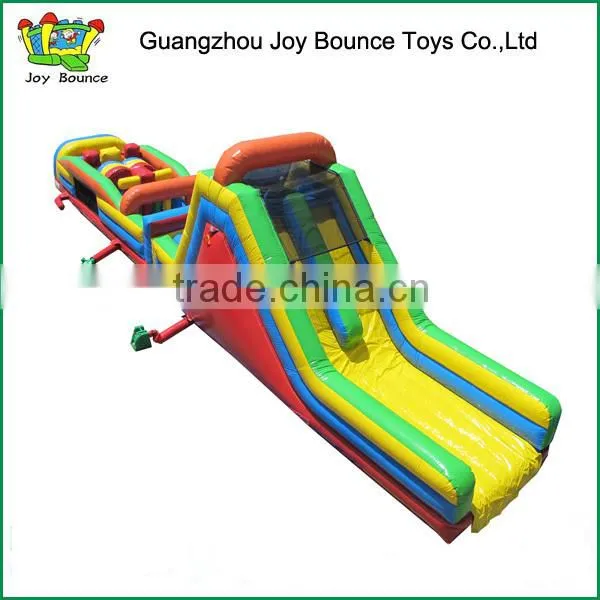 cheap commercial inflatable obstacle course with big slide for sale