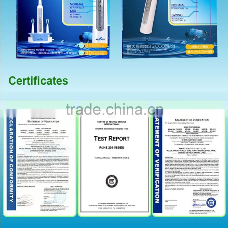 Rechargeable sonic electric san-a toothbrush china with Adjustable frequency Feature