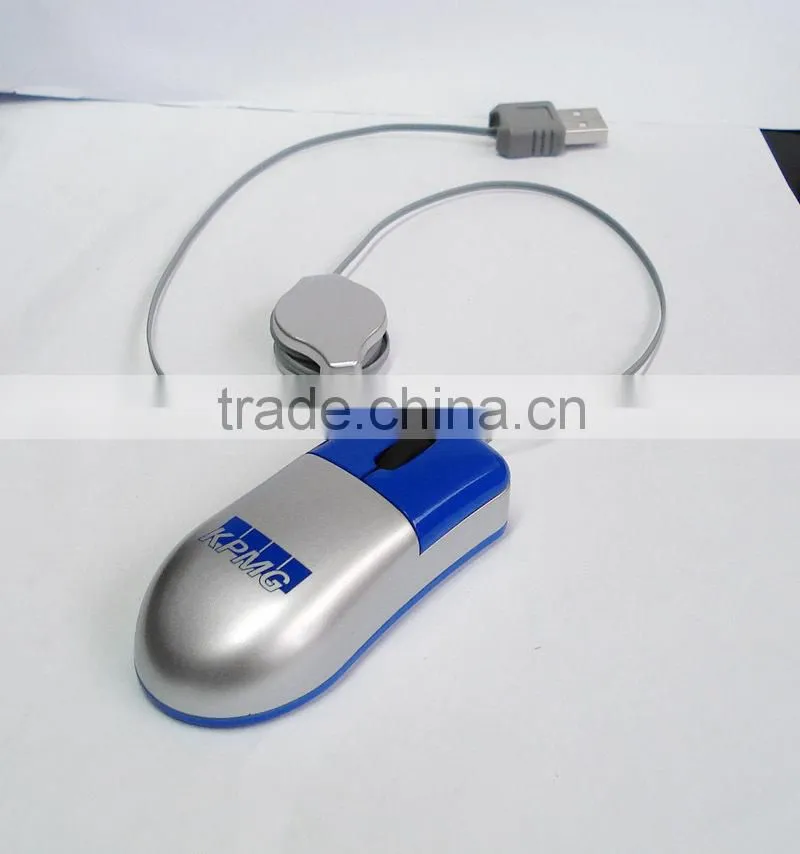 wired retractable cable mini optical mouse
