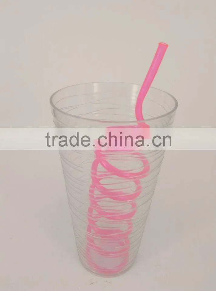 water Bottle with single wall 20oz with straw